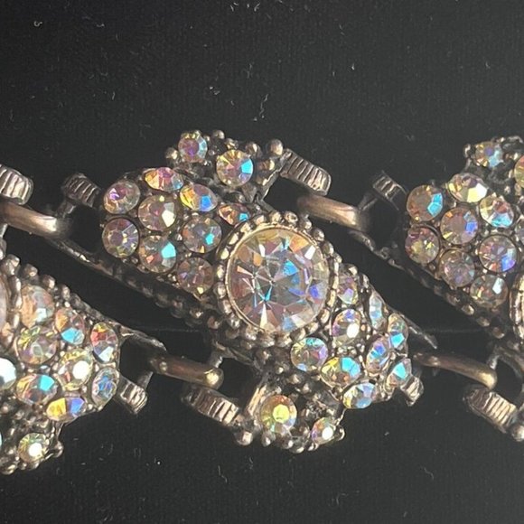 Juliana DeLizza & Elster Aurora Borealis Encrusted Chunky Gunmetal Bracelet - Picture 7 of 12